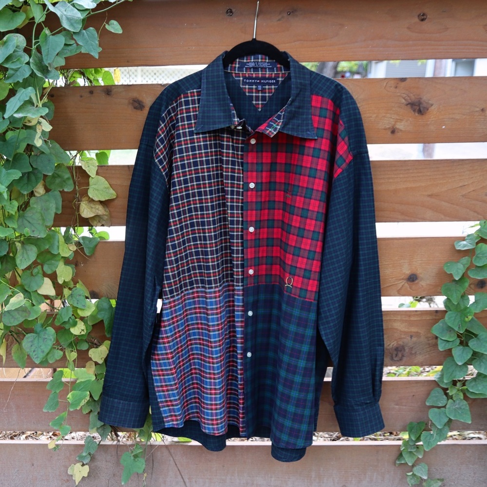 Vintage 90s Mixed Plaid Shirt by Tommy Hilfiger